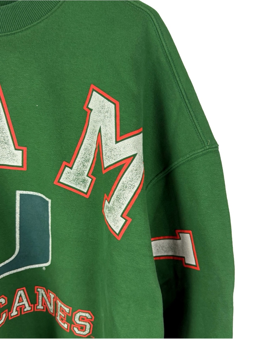 Mens Y2K Hollister Miami Hurricanes Vintage Style Spellout Sweatshirt Size L - Picture 4 of 8
